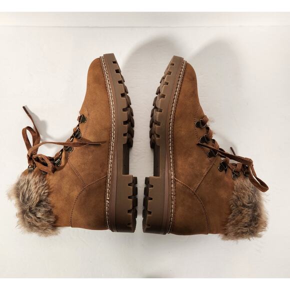 BOUTIQUE by CORKYS Challenge Ankle Boot Womens 10 Brown Faux Suede Faux Fur Trim - Picture 7 of 10